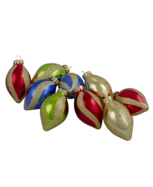 Northlight 9 Count Vibrantly Coloured 2-finish Swirls Glass Christmas Finial Ornaments In Multi