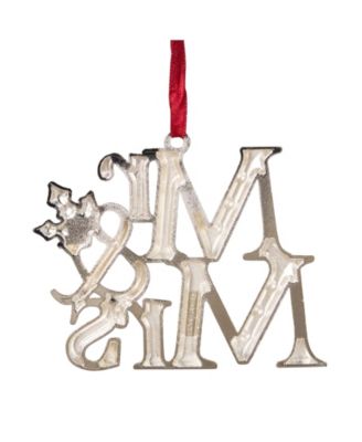 "Mr and Mrs" Christmas Ornament with Holly Leaves