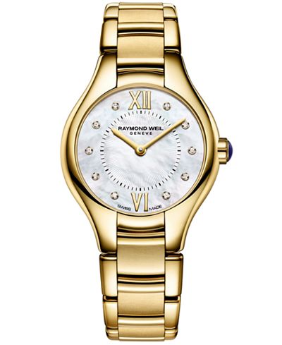 RAYMOND WEIL Watch, Women's Swiss Noemia Diamond Accent Gold PVD-Coated Stainless Steel Bracelet 24mm 5124-P-00985
