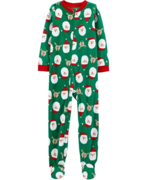 image of Carter-s Little & Big Boys Footed Fleece Santa Pajamas