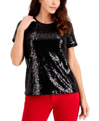 macy's gold sequin top