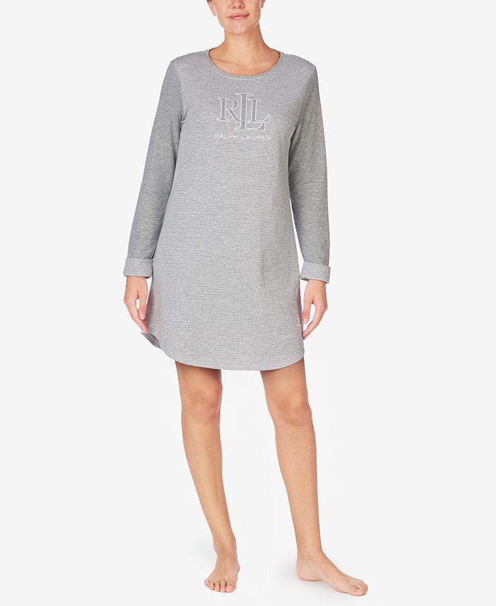 Lauren Ralph Lauren Striped DoubleKnit Sleep Shirt Macy's