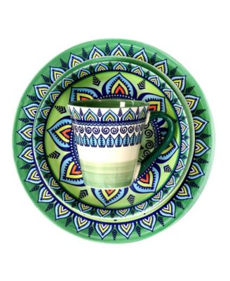 Zen Mozaik Green 16 Pc. Dinnerware Set, Service for 4