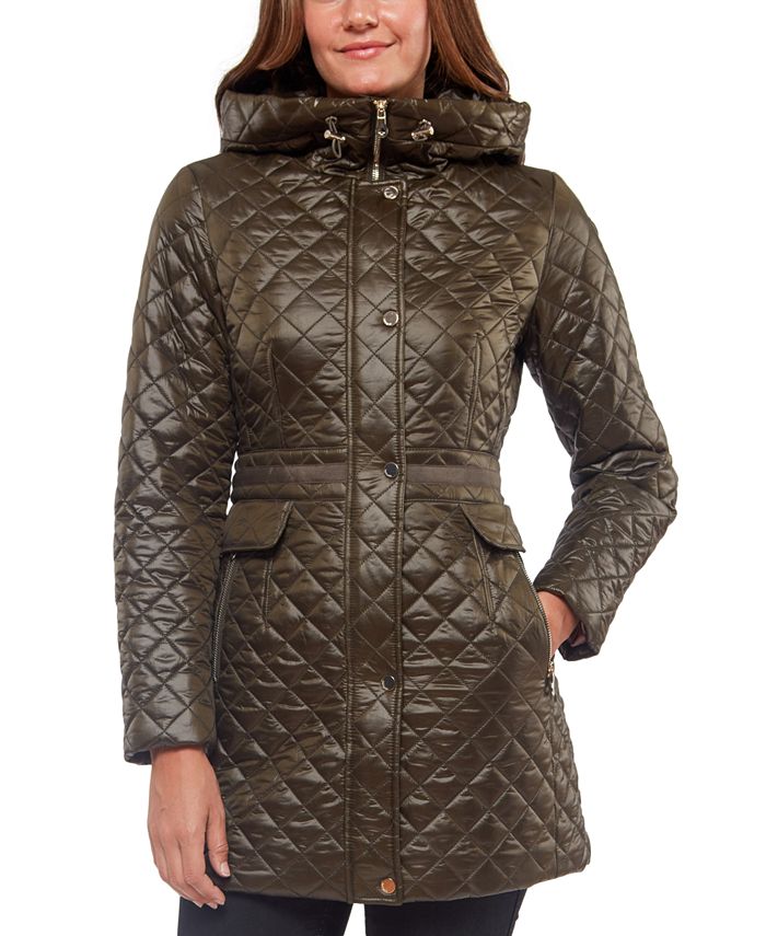 kate spade new york Hooded Quilted Coat - Macy's