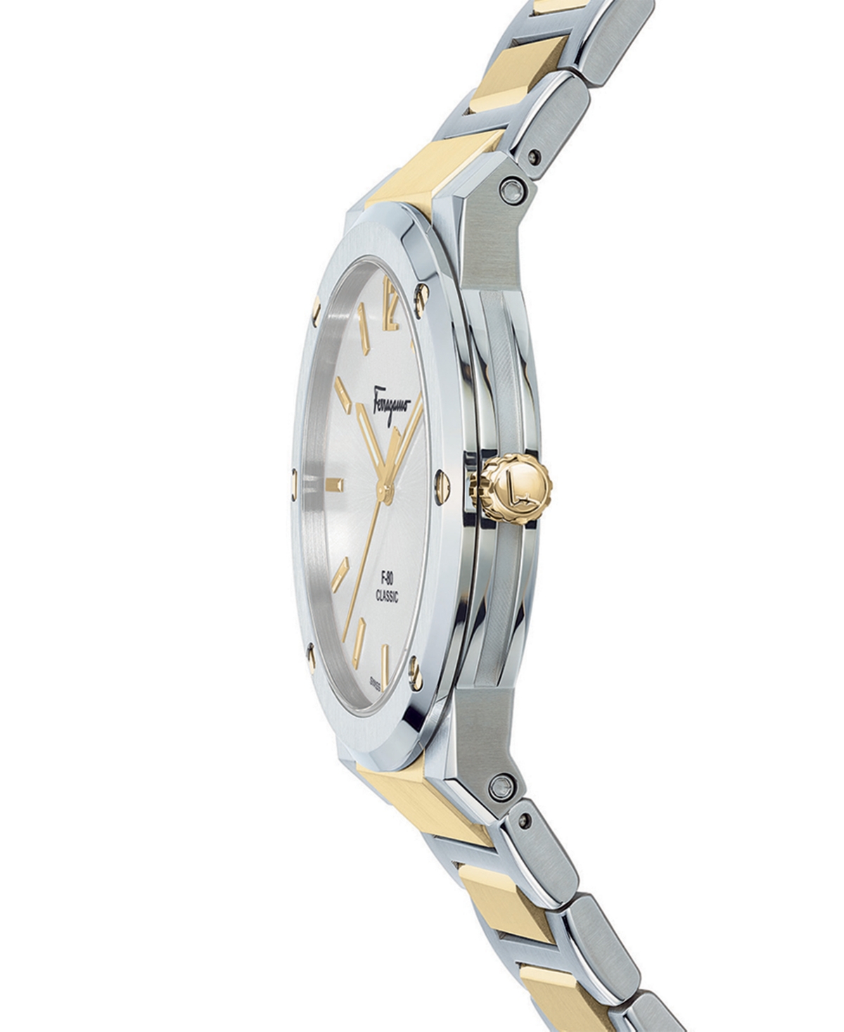 Shop Ferragamo Men's Swiss F-80 Classic Two-tone Stainless Steel Bracelet Watch 41mm In Two Tone Gold