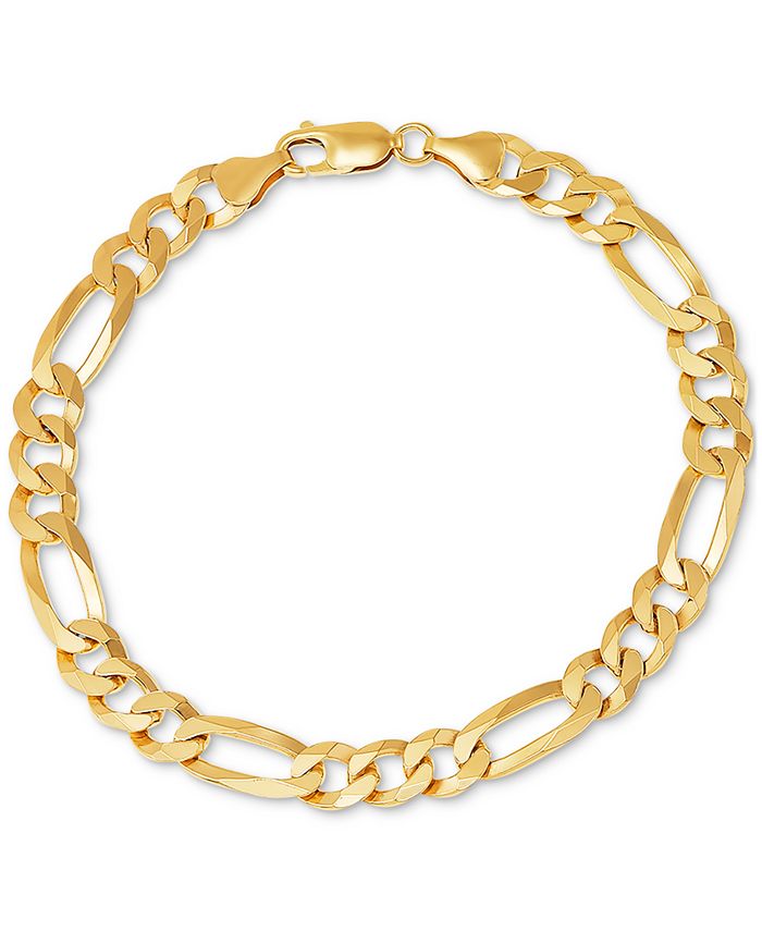 Men's Figaro Link Bracelet - Gold Over Silver