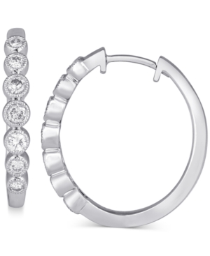 image of Diamond Bezel Hoop Earrings (1/2 ct. t.w.) in 14k White Gold