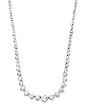 Arabella - Cubic Zirconia Graduated 17" Necklace in Sterling Silver