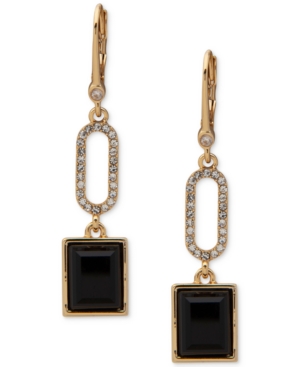 image of Dkny Gold-Tone Pave Link & Stone Double Drop Earrings