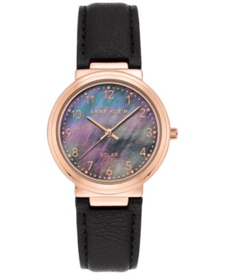 Anne Klein - Women's Solar Black Apple Peel Vegan Leather Strap 34mm