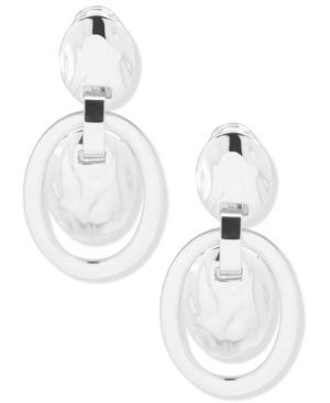 image of Anne Klein Hammered-Look Doorknocker Clip-On Earrings
