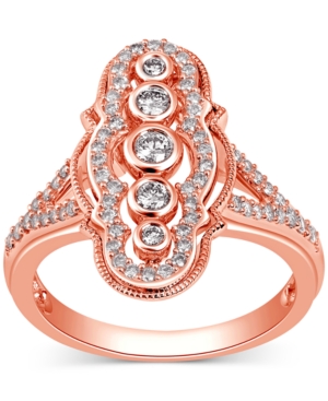 image of Diamond Openwork Statement Ring (1/2 ct. t.w.) in 14k Rose Gold