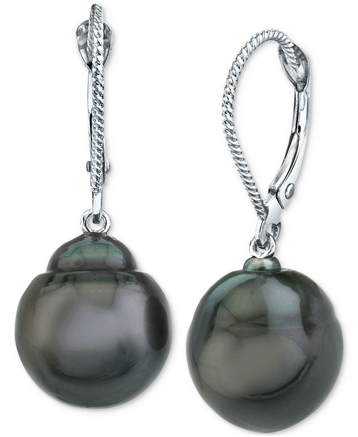 Macy s Cultured Black Tahitian Baroque Pearl 11mm Drop Earrings