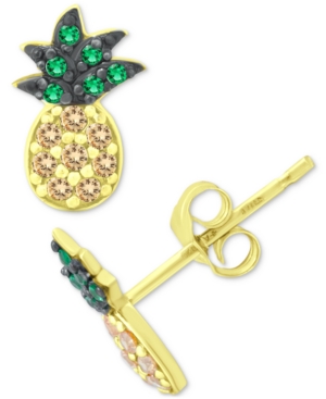image of Giani Bernini Cubic Zirconia Pineapple Stud Earrings in 18k Gold-Plated Sterling Silver, Created for Macy-s