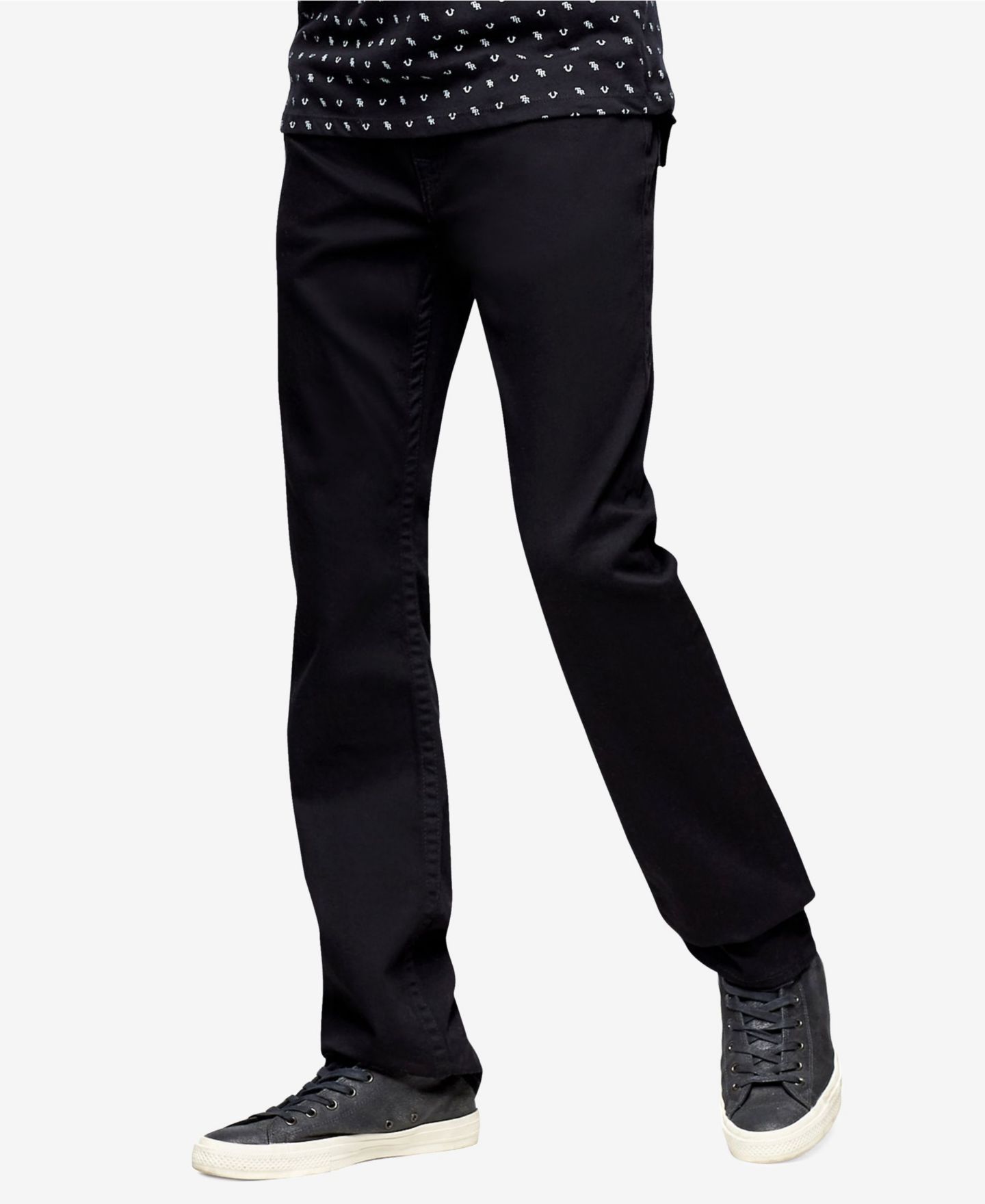 Мужские джинсы True Religion Ricky Straight Fit Jeans with Back Flap Pockets, цвет: Чёрный — фото 1