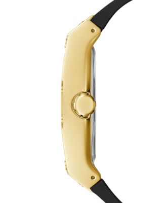 Men's Black Leather & Silicone Flex Strap Watch 43mm