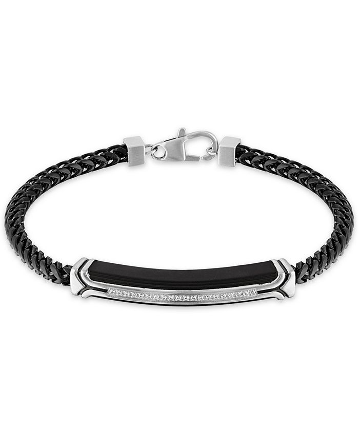 Esquire Men's Jewelry Diamond Link Bracelet (1/10 ct. t.w.) in Black