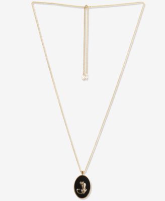 Lucky Brand - Gold-Tone Leopard Reversible 34" Adjustable Pendant Necklace