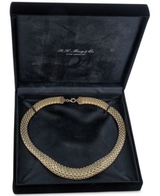 Wide Mesh Graduated 18" Statement Necklace in 14k Yellow Gold (Also in 14k White Gold)