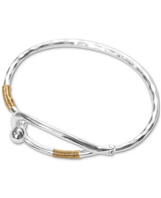 Lucky Brand Two-Tone Wire-Wrapped Hinge Cuff Bracelet - Macy's