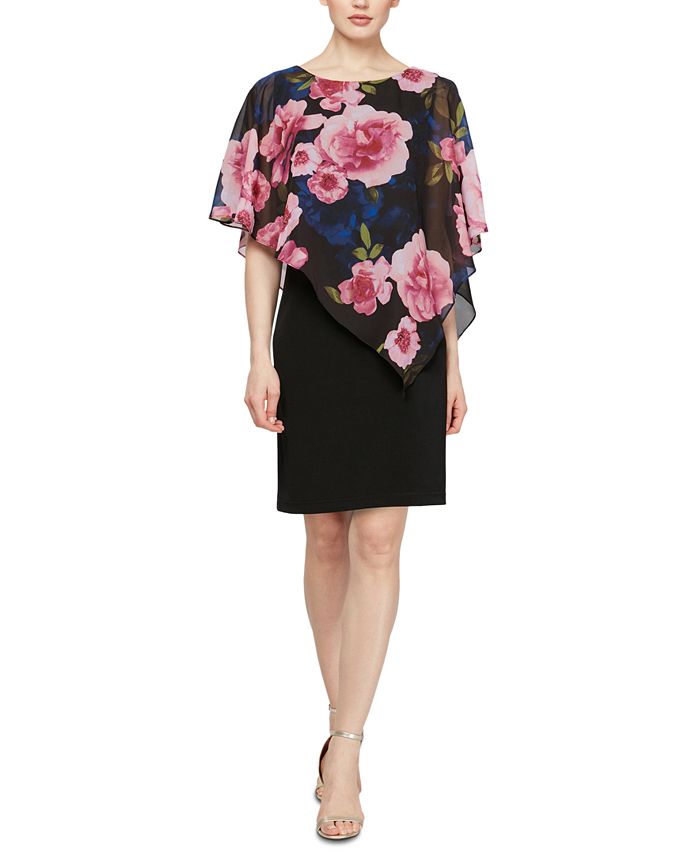 SL Fashions Floral-Overlay Sheath Dress - Macy's