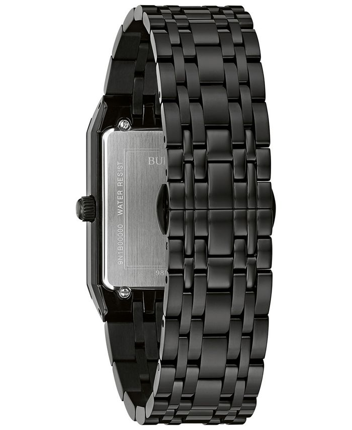 Bulova Men's Futuro Diamond-Accent Black Stainless Steel Bracelet Watch ...