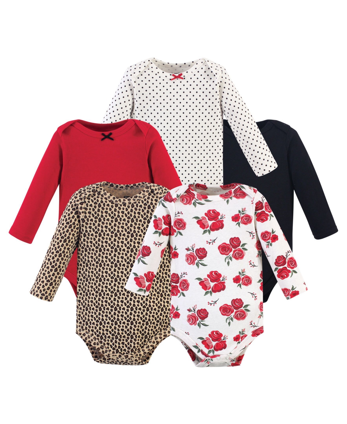 Hudson Baby Girls Soft Cotton Long-Sleeve Onesies (Five Count)
