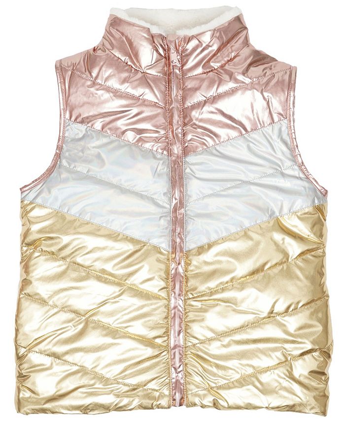 Epic Threads Big Girls Color Block Shiny Reversible Vest - Macy's