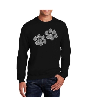 La Pop Art Big & Tall Men's Word Art Woof Paw Prints Crewneck Sweatshirt