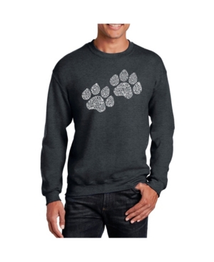 La Pop Art Big & Tall Men's Word Art Woof Paw Prints Crewneck Sweatshirt