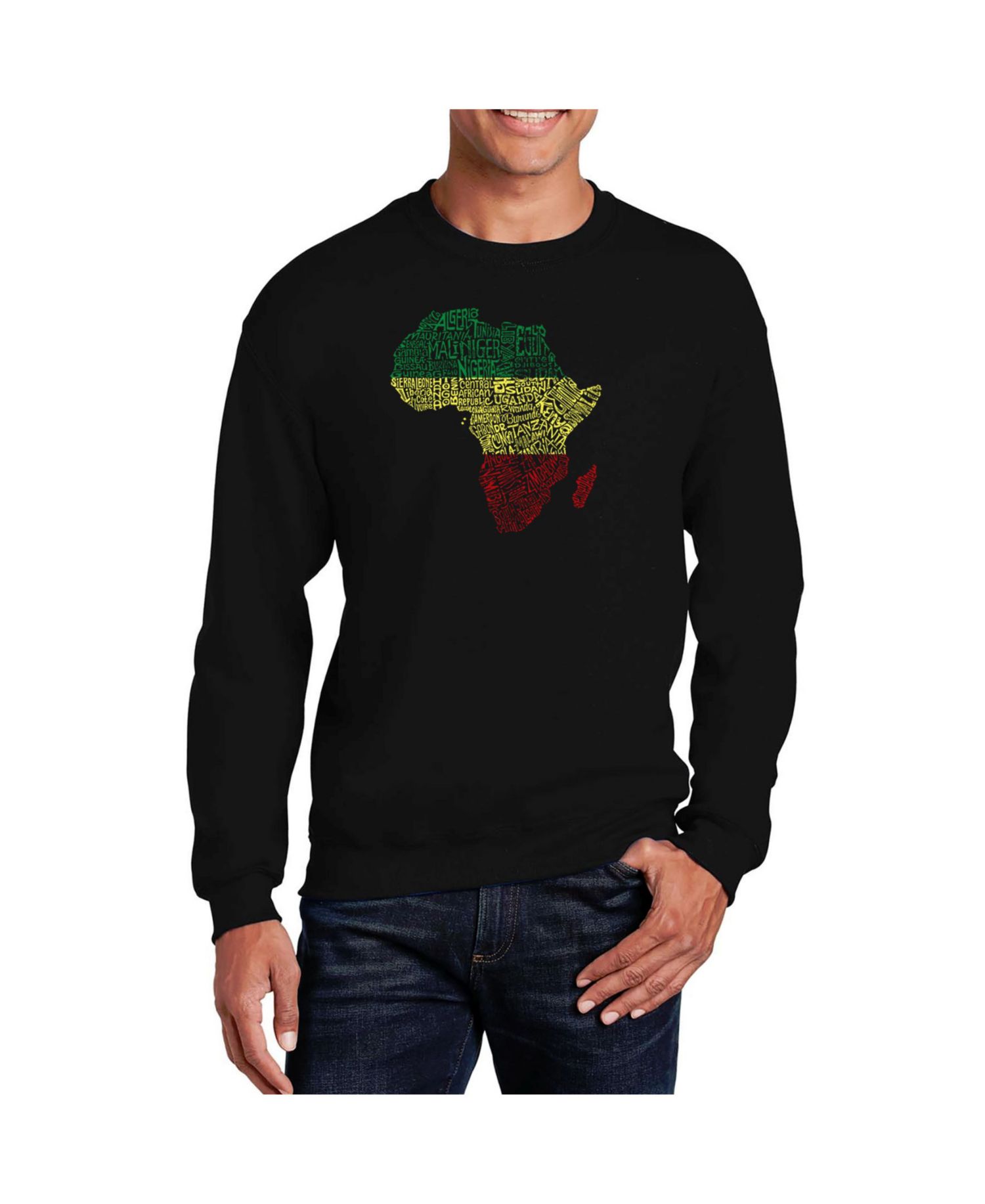 Men's Word Art Countries In Africa Crewneck Sweatshirt