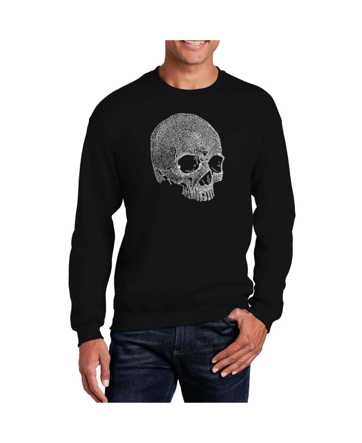 Men's Word Art Dead Inside Skull Crewneck Sweatshirt