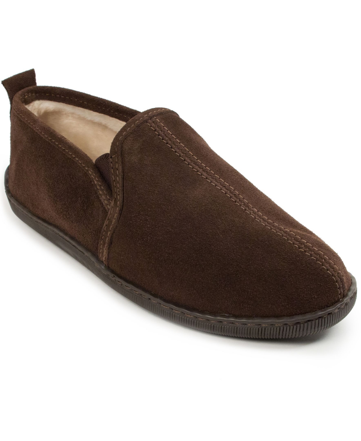 Men's Romeo Lined Suede Slippers - Dark Brown