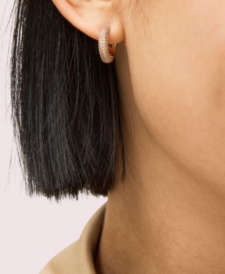 Gold-Tone Small Pav&eacute; Huggie Hoop Earrings, 0.62"