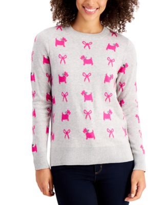 Charter Club Petite Scottie Dog Bow Print Sweater Created for Macy s Macy s