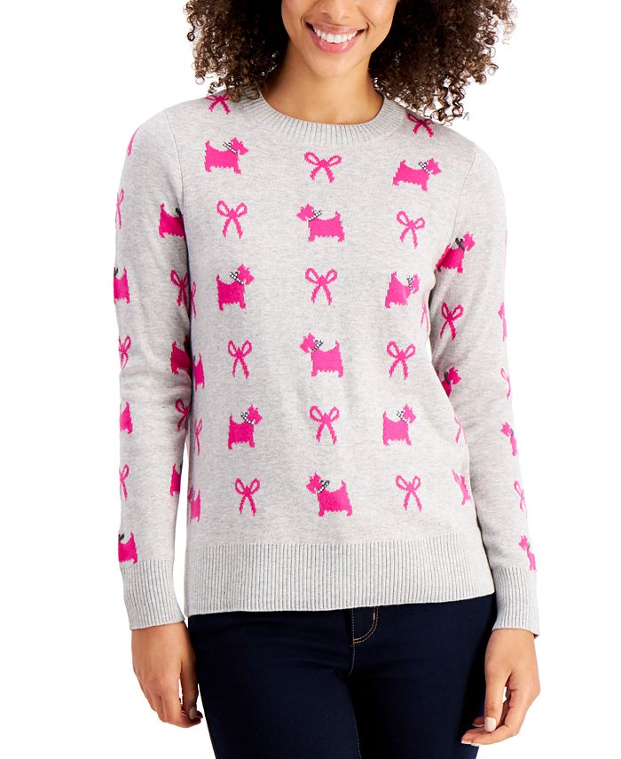Charter Club Petite Scottie Dog Bow Print Sweater Created for