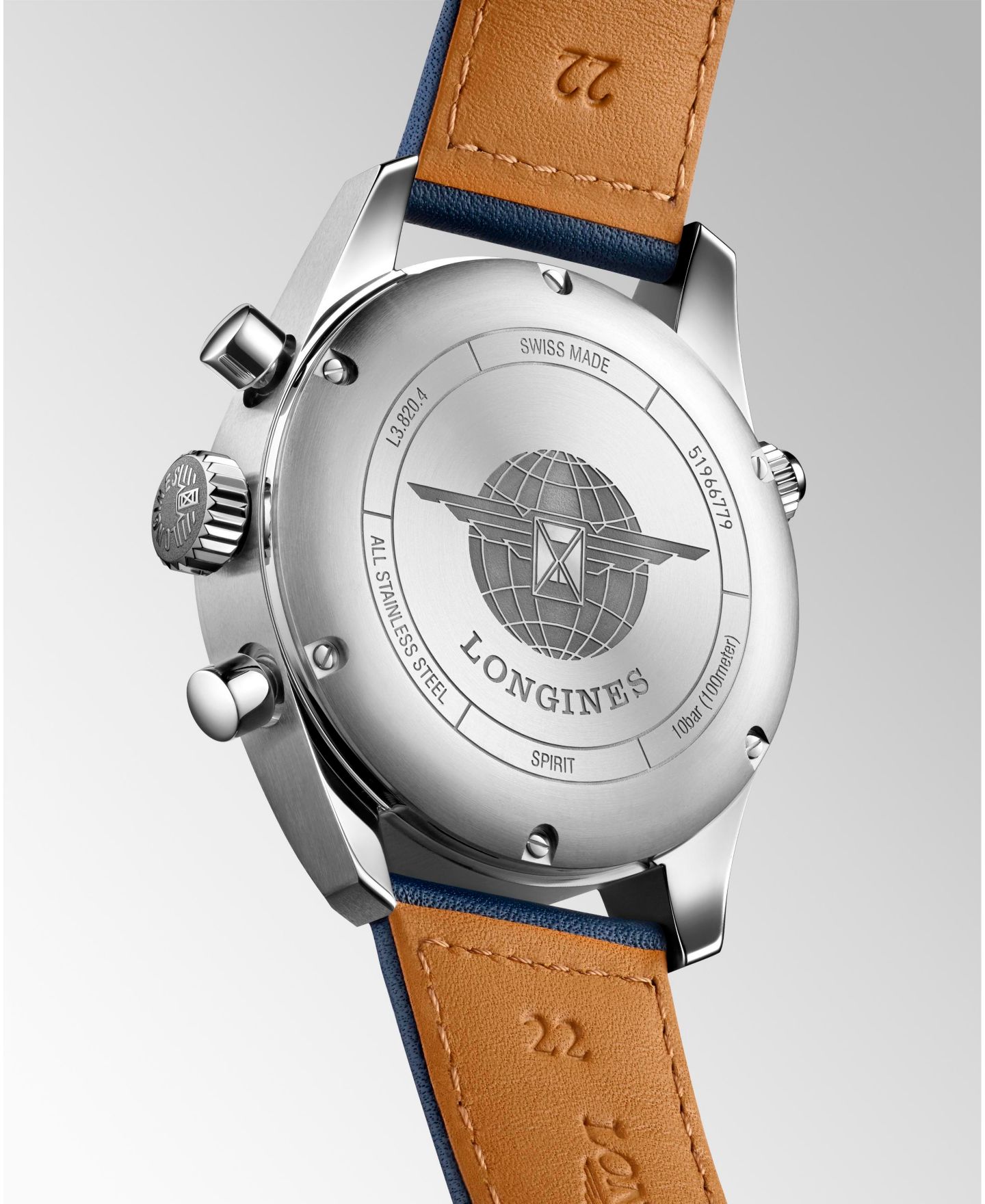 Мужские часы Longines Automatic Spirit Stainless Steel Chronometer Brown Leather Strap Watch 42mm — фото 3