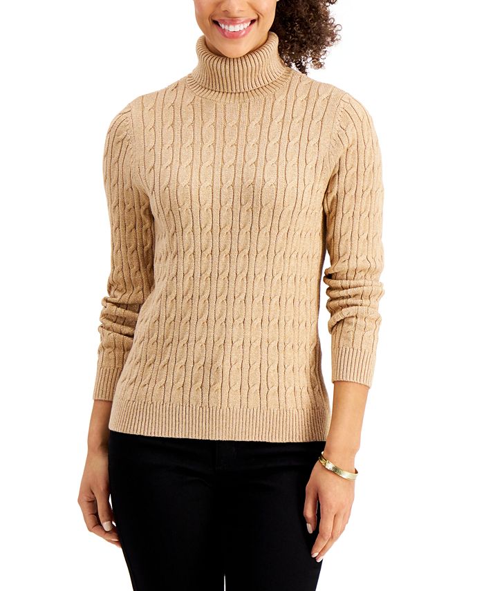 Charter Club Cable Knit Metallic Turtleneck Sweater Created for