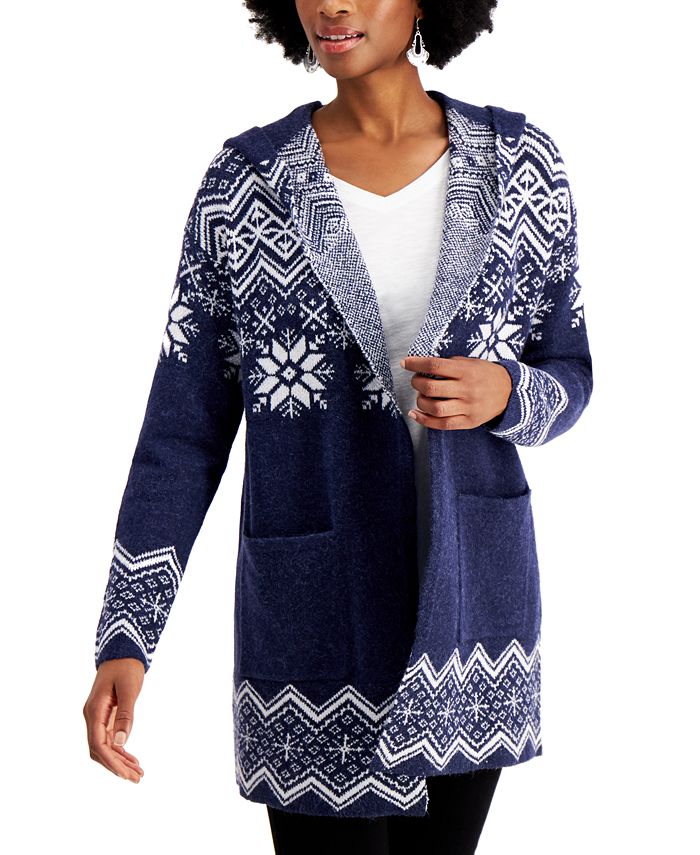 forfader Forskelsbehandling Manga Style & Co Hooded Fair Isle Cardigan, Created for Macy's - Macy's