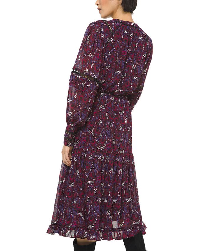 Michael Kors Zinnia Belted Paisley-Print Dress - Macy's