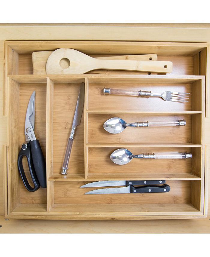 Home Basics Bamboo Expandable Cutlery Tray Macy's