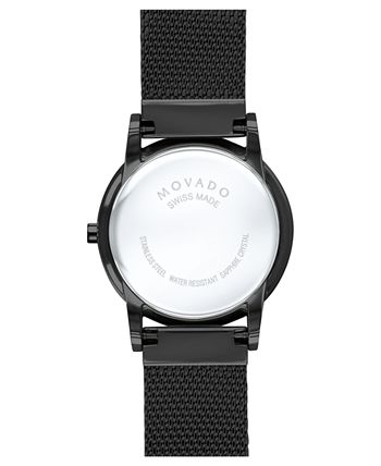 Movado - Women's Swiss Museum Classic Black PVD Steel Mesh Bracelet Watch 28mm