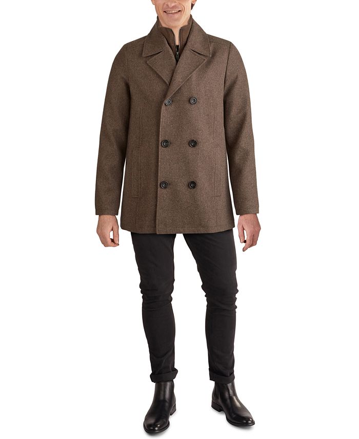 Cole Men's Double Breasted Wool Blend Peacoat with Bib & Reviews Coats & Jackets Men