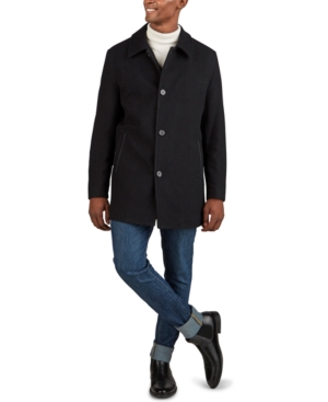 Cole Haan Men's Classic-Fit Car Coat with Faux-Leather Trim