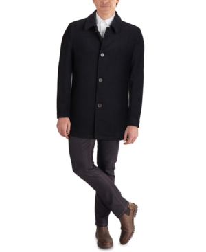 Cole Haan Men's Classic-Fit Car Coat with Faux-Leather Trim