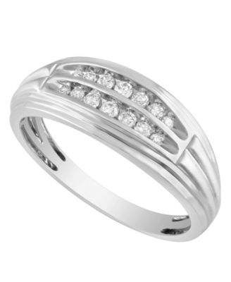 Macy's - Men's Diamond (1/4 ct. t.w.) Ring in 10K White or Yellow Gold