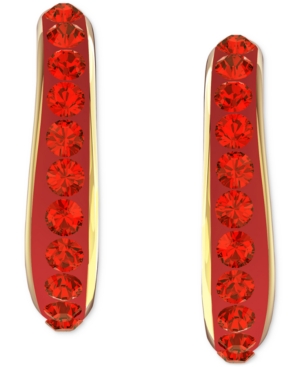 image of Swarovski Gold-Tone Crystal J-Hoop Earrings