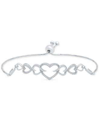 diamond heart bolo bracelet