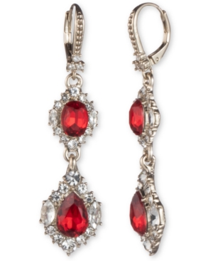 image of Marchesa Gold-Tone Stone & Crystal Double Drop Earrings