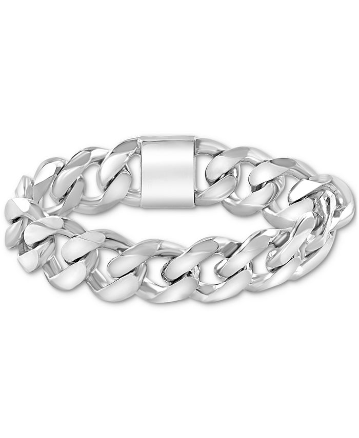 Mens Silver Heavy Curb Chain Bracelet